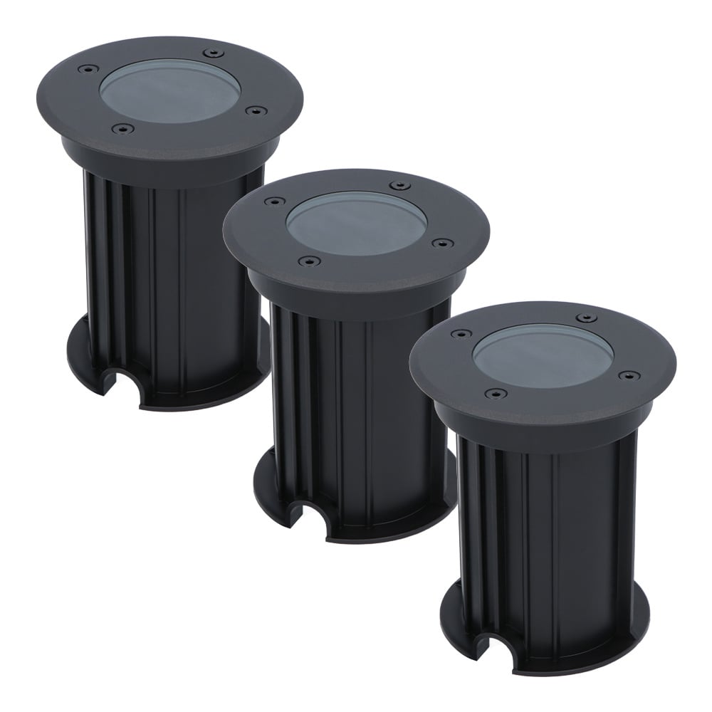 HOFTRONIC™ 3x Maisy dimbare LED grondspot - Rond - Zwart - ex. GU10 - IP67 straal waterdicht - 3 jaar garantie