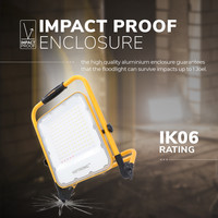 LED Construction lamp on tripod - 2 x 100 Watt - 6400K - Battery lamp - Adjustable work lamp with battery - 4 light modes - IP65 splash-proof