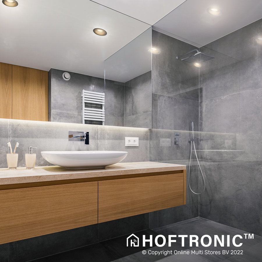HOFTRONIC Mari LED downlight 5 Watt Warm white 2700K Changeable GU10 Dimmable for indoor and outdoor use Black