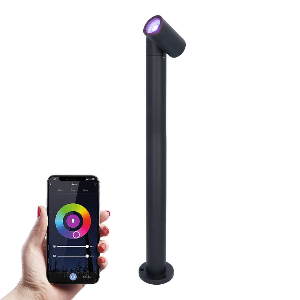 HOFTRONIC™ Amy smart sokkellamp - RGBWW - WiFi & Bluetooth - GU10 lichtbron - 60 cm - Padverlichting - Tuinspot - Voor buiten - Dimbaar via app - Kantelbaar - Google Assistant & Am