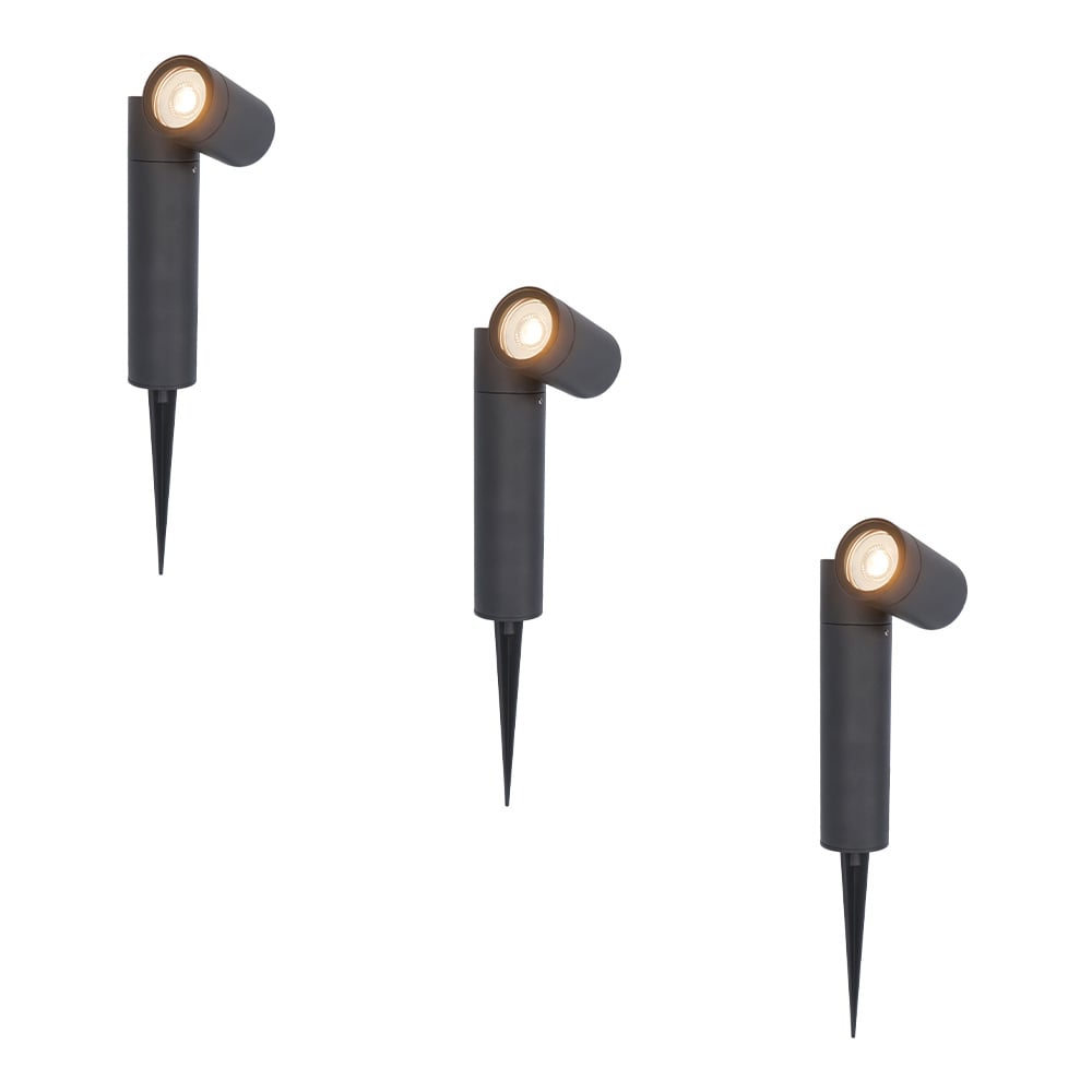 HOFTRONIC 3x Pinero dimbare LED prikspots - GU10 2700K warm wit - Kantelbaar - Tuinspot - Pinspot - 