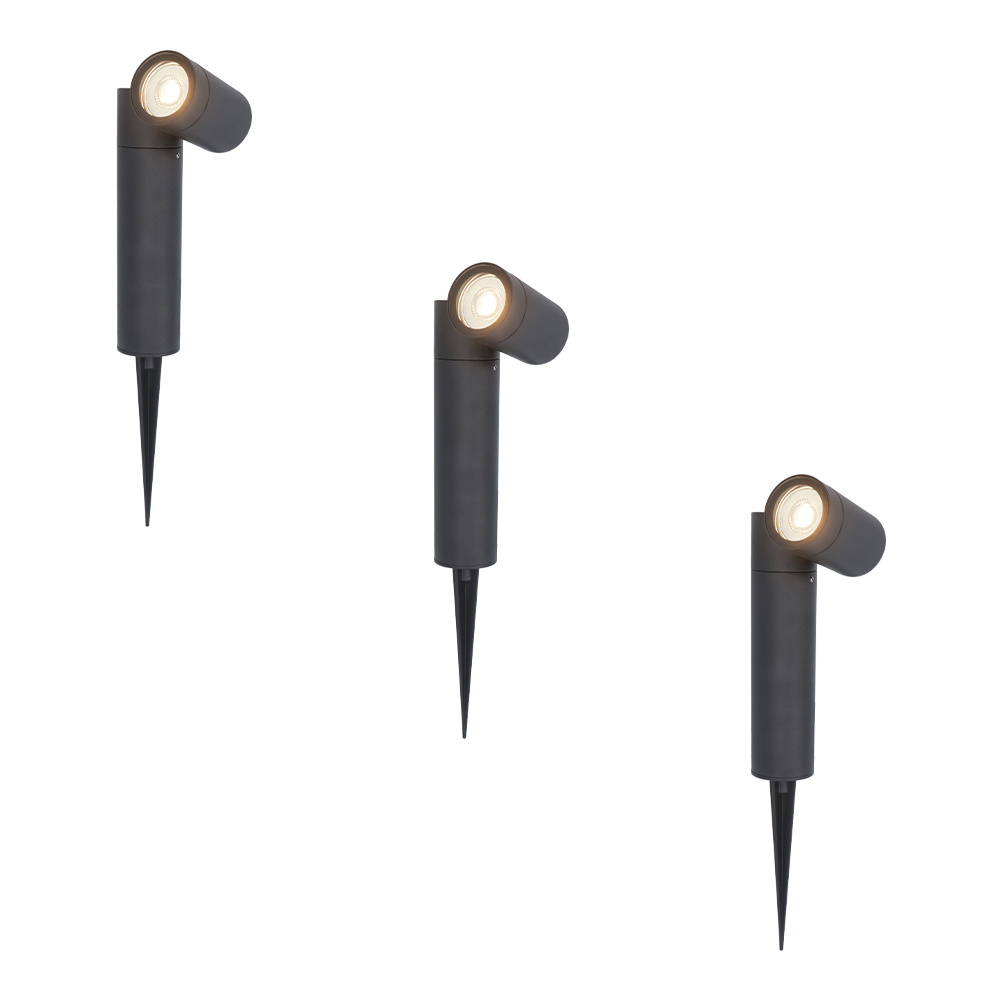 HOFTRONIC 3x Pinero dimbare LED prikspots - GU10 4000K neutraal wit - Kantelbaar - Tuinspot - Pinspo