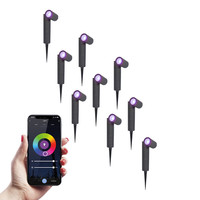 9x Pinero smart LED prikspots - RGBWW - WiFi & Bluetooth - GU10 fitting - Kantelbaar - Dimbaar via app - Tuinspot - Pinspot - Slimme verlichting - Google assistant & Amazon Alexa - IP65 voor buiten - Zwart