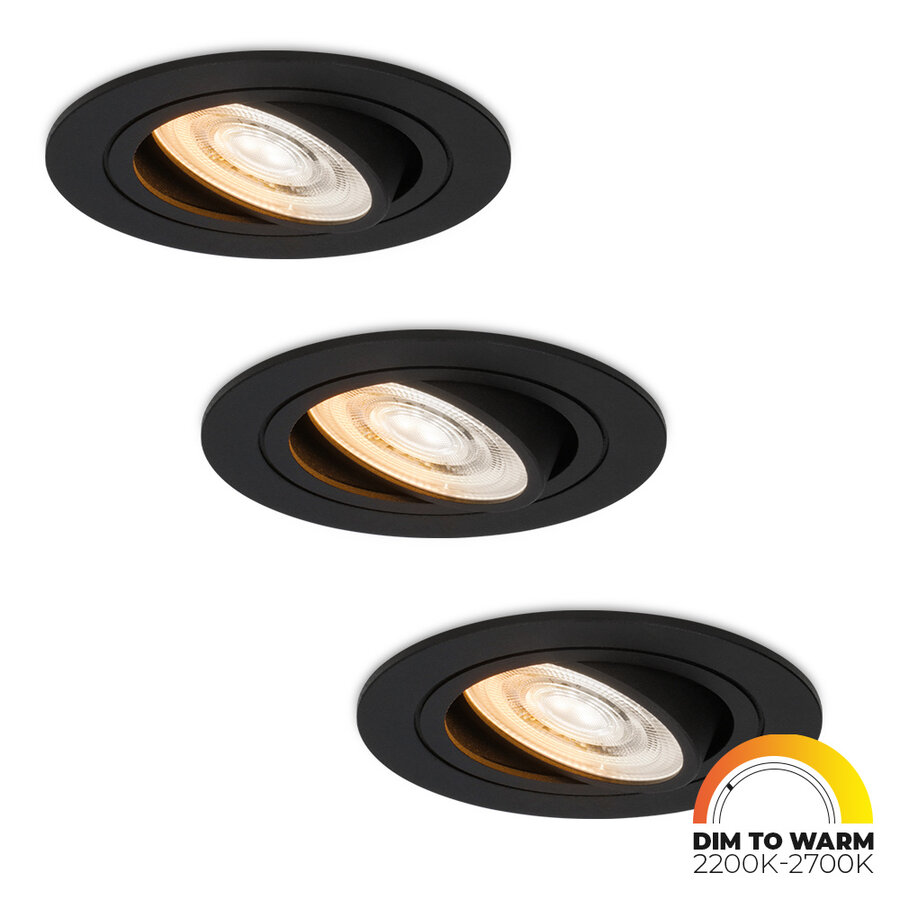3x Miro LED downlight - Dim to warm - LED module - Black