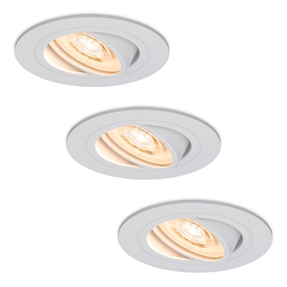 3x Pittsburg LED inbouwspot met kleine inbouwdiepte - 3.8 Watt - Warm wit 2700K - LED module - Dimbaar - IP20 voor binnen - Wit