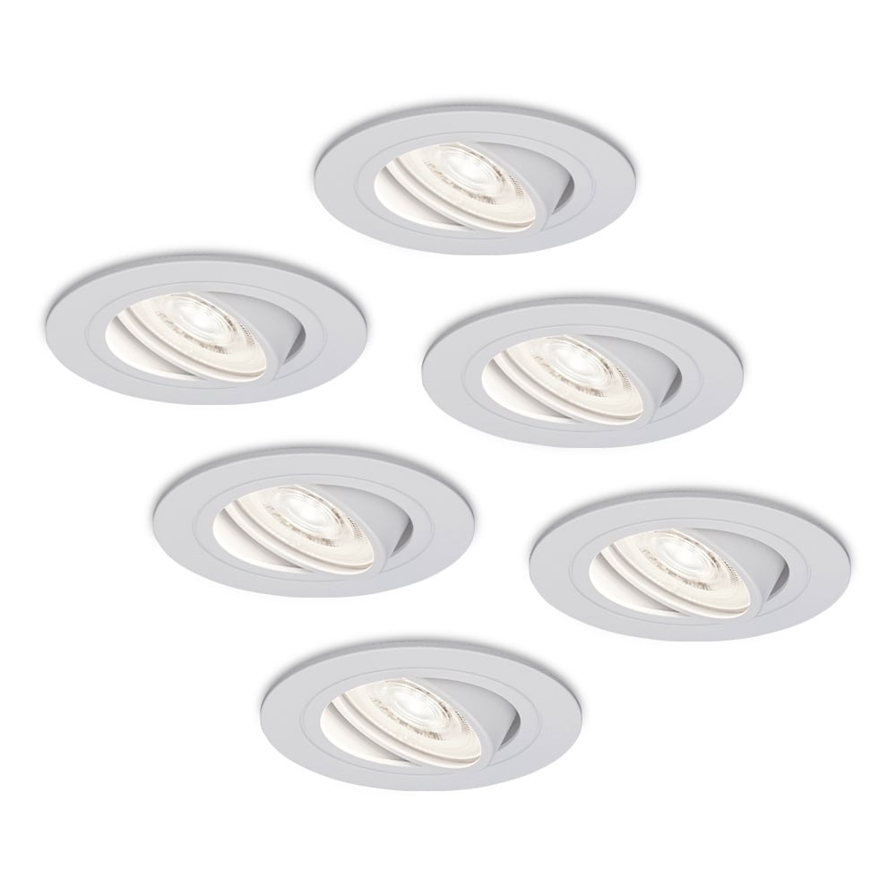 HOFTRONIC™ 6x Pittsburg LED inbouwspot - 3.8 Watt - Daglicht wit 6000K - GU10 LED module - Dimbaar - Downlight - voor binnen - Wit