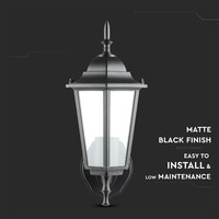Traditioneel klassieke wandlamp - Zwart - Geschikt voor E27 - IP44