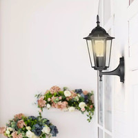 Traditioneel klassieke wandlamp - Zwart - Geschikt voor E27 - IP44