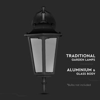 Traditioneel klassieke wandlamp - Zwart - Hangend - Geschikt voor E27 - IP44