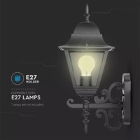 Traditioneel klassieke wandlamp XL - Zwart - Geschikt voor E27 - IP44
