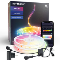 Smart LED Strip - WiFi + Bluetooth - RGB Flow Color - 10m (2x5 Meter) - 12V - IP67 für den Innen- und Außenbereich - Steuerbar über App - LED-Lichtschlauch - Komplettset