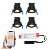 4x Milano zwarte Smart LED Inbouwspots complete set - Wifi & Bluetooth - 12V - 3 Watt - 2700K warm wit - Veranda verlichting - Voor binnen en buiten