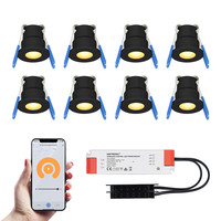 8x Milano Smart LED Recessed spots complete set in black - Wifi & Bluetooth - 12V - 3 Watt - 2700K warm white - Veranda lighting - For indoor and outdoor