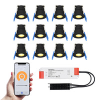 12x Milano schwarz Smart LED Einbaustrahler Komplett-Set - Wifi & Bluetooth - 12V - 3 Watt - 2700K warmweiß - Veranda-Beleuchtung - Für Innen- und Außenbereich