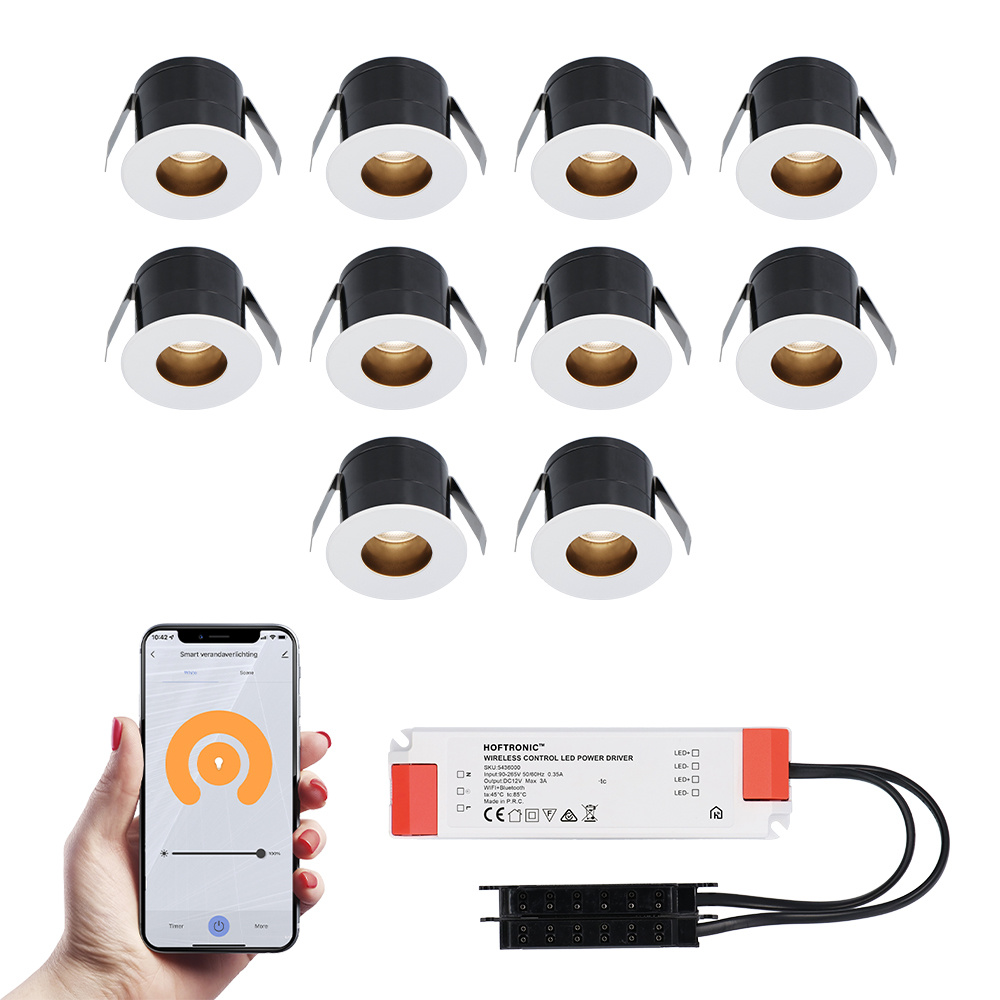 HOFTRONIC SMART 10x Olivia witte Smart LED Inbouwspots complete set - Wifi & Bluetooth - 12V - 3 Wat