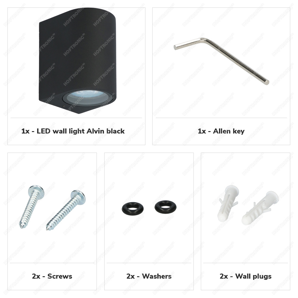 Alvin dimbare LED wandlamp - 4000K neutraal wit - GU10 - 5 Watt - Wandspot - Zwart - IP65 voor binnen en buiten voor binnen en buiten