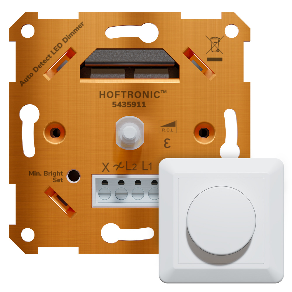 LED dimmer 3-400 Watt - Fase aan- en afsnijding - Auto detectie - Incl. afdekraam en draaiknop