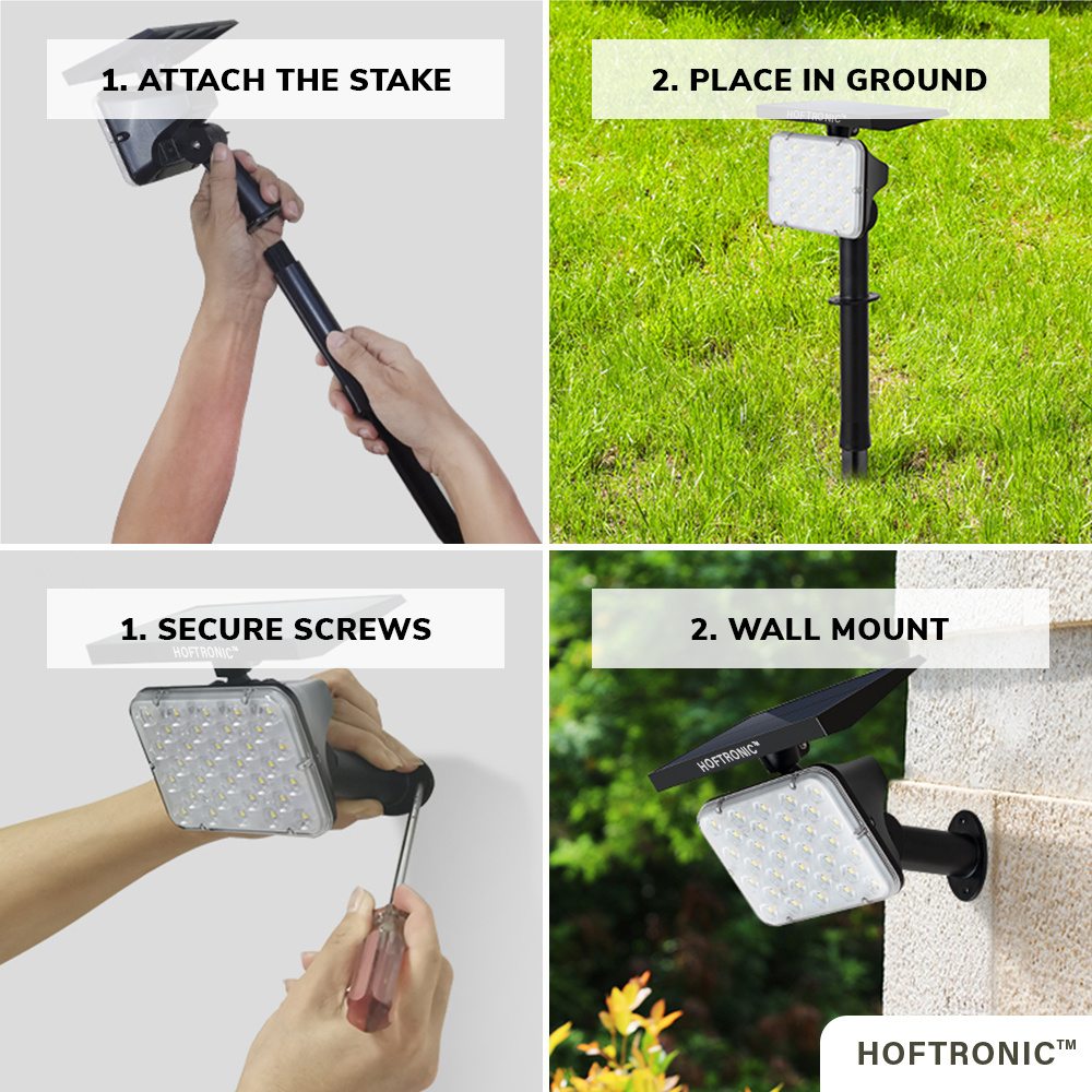 2x Eagle LED Solar Tuinspot Prikspot Dual Color IP65 Spatwaterdicht - Tuin spots, spots bodem buiten