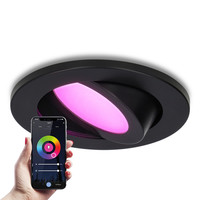 Vienna Smart inbouwspots - WiFi + Bluetooth - Bestuurbaar via App - RGBWW Dimbaar - Zwart - kantelbaar - IP65 Waterdicht - Google home , Alexa en Siri - Smart spotjes