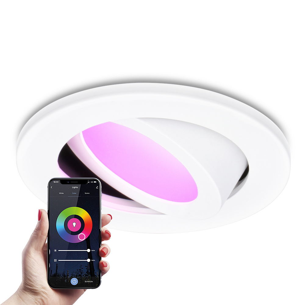 HOFTRONIC SMART Vienna smart LED inbouwspot - WiFi & Bluetooth - Kantelbaar - Google Home en Amazon Alexa - IP65 - Ingebouwde 6 Watt RGBWW spot - Wit - 3 jaar garantie