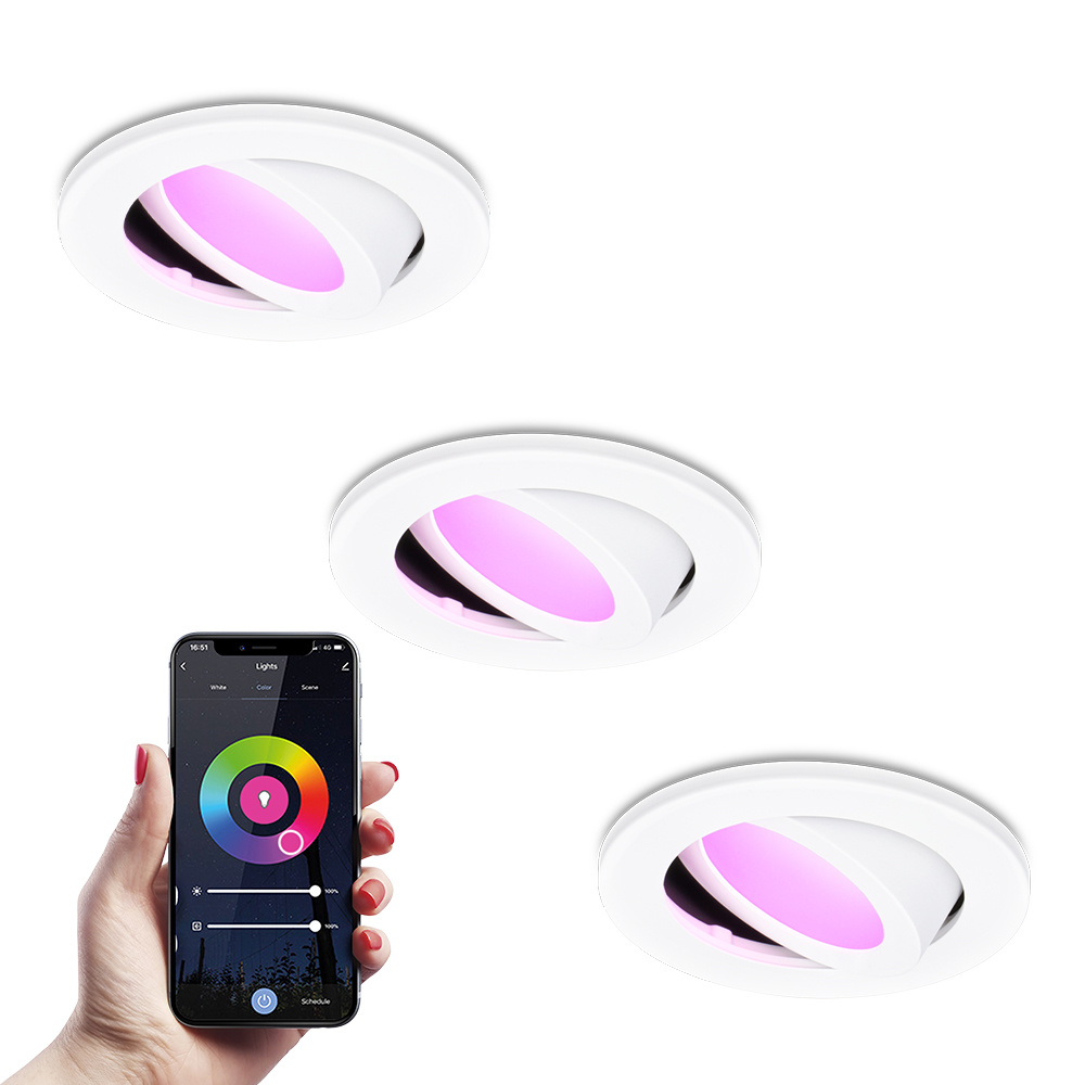 HOFTRONIC SMART Set van 3 Vienna Smart inbouwspots - WiFi + Bluetooth - Bestuurbaar via App - RGBWW 