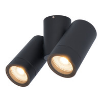 Silva Wandleuchte - Wandlampe - Schwenkbar - mit 2 Spotlights -2700 Kelvin Warmweiß - Deckenleuchte - IP65 wasserdicht - Schwarz