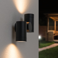 Silva Wandleuchte - Wandlampe - Schwenkbar - mit 2 Spotlights -2700 Kelvin Warmweiß - Deckenleuchte - IP65 wasserdicht - Schwarz