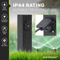 Delta S garden socket - 30 cm - 2 sockets - IP44 for outdoors - Outdoor socket - Black
