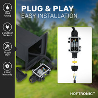 Delta S garden socket - 30 cm - 2 sockets - IP44 for outdoors - Outdoor socket - Black