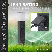 Rustic M garden socket - 51cm - excl. E27 bulb - 4 sockets - Garden lantern - IP44 for outdoors - Outdoor socket - Black