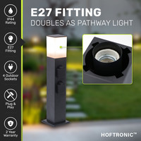 Rustic M garden socket - 51cm - excl. E27 bulb - 4 sockets - Garden lantern - IP44 for outdoors - Outdoor socket - Black