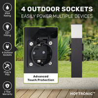 Rustic M garden socket - 51cm - excl. E27 bulb - 4 sockets - Garden lantern - IP44 for outdoors - Outdoor socket - Black