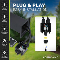 Rustic M garden socket - 51cm - excl. E27 bulb - 4 sockets - Garden lantern - IP44 for outdoors - Outdoor socket - Black