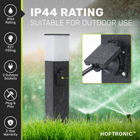 Rustic S garden socket - 42cm - ex. E27 bulb - 2 sockets - Garden lantern - IP44 for outdoors - Outdoor socket - Black