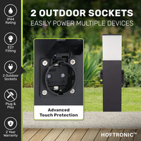 Rustic S garden socket - 42cm - ex. E27 bulb - 2 sockets - Garden lantern - IP44 for outdoors - Outdoor socket - Black