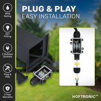 Rustic S garden socket - 42cm - ex. E27 bulb - 2 sockets - Garden lantern - IP44 for outdoors - Outdoor socket - Black
