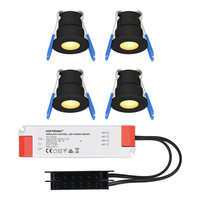 4er set 12V 3W - Mini LED Einbaustrahler - Schwarz - Vertieft - Terrassenbeleuchtung - IP65 für den Außenbereich - 2700K - Warmweiß