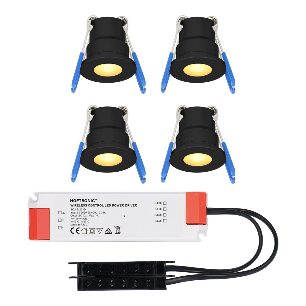 Milano - 4x inbouwspots veranda - Complete set - Plug & Play - IP65 - LED 2700 warm wit - 200 lumen - 12 volt - 3 Watt - Zwart