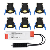 Set of 6 12V 3W - Mini LED Spotlight - Black - Recessed - Porch lighting - IP65 for outdoors - 2700K - Warm white