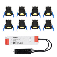 Set van 8 12V 3W - Mini LED Inbouwspot - Zwart - Verzonken - Verandaverlichting - IP65 voor buiten - 2700K - Warm wit