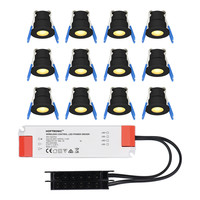 12er set 12V 3W - Mini LED Einbaustrahler - Schwarz - Vertieft - Terrassenbeleuchtung - IP65 für den Außenbereich - 2700K - Warmweiß