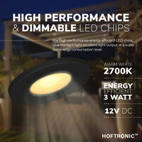 Set van 6 Milano LED badkamerverlichting - Warm wit - Met trafo 12V - IP65 waterdicht - Voor badkamers en douche verlichting – Zwart
