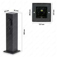 Delta M - Buitenstopcontact paal - 39cm - 4 stopcontacten - IP44 voor buiten - Tuinstopcontact - Zwart