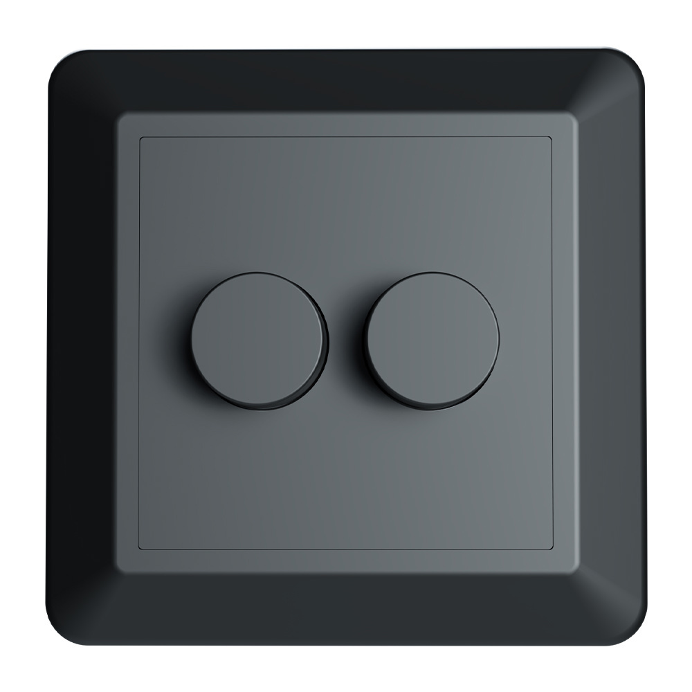 LED Duo Dimmer inbouw - 2x 0-100 Watt - Fase afsnijding - incl. zwart afdekraam en draaiknop