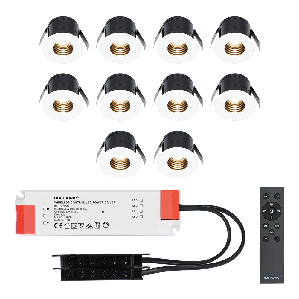 10x Betty witte LED Inbouwspots complete set - Dimbaar - 12V - 3 Watt - Veranda verlichting - voor binnen en buiten - 2700K warm wit