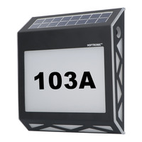 Numa - Solar illuminated house number with 8 LEDs - Solar house number illumination - with twilight switch - 3000K warm white - Black - IP65 waterproof