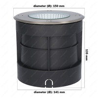 Lucie LED Grondspot RVS - Rond - 4000K Neutraal wit - 12 Watt - IP67 waterdicht voor buiten - 5 jaar garantie