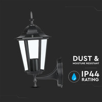 Classic LED wall lamp - Incl. E27 lamp with twilight sensor - 3000K warm white - IP44 ideal as outdoor lighting - Black