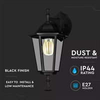 Klassieke LED hangende wandlamp - Incl. E27 lamp met schemersensor - 3000K warm wit - IP44 ideaal als buitenverlichting - Zwart