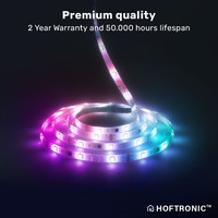 Smart LED Strip 2m - RGB Flow Color - WiFi + Bluetooth - 12V - 16,5 miljoen kleuren met 48 LEDs - Music Sync - Met afstandsbediening - Zelfklevend - Voor Google Home, Amazon Alexa en Siri